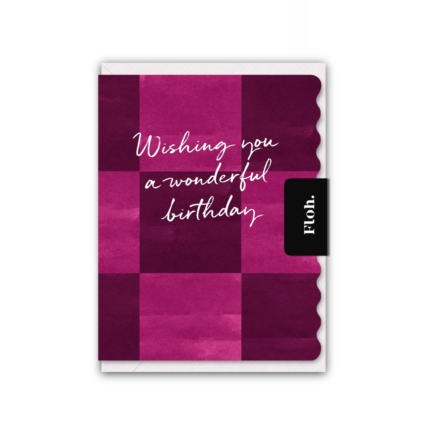 NEW! Wishing you a wonderful Birthday (Pink Checkerboard) Card (Cello-Free) (available for dispatch from Jan 2026)