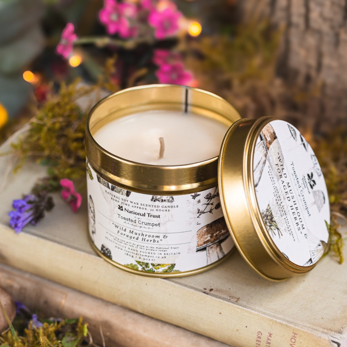 Wild Mushroom & Foraged Herbs Candle in a Matt Gold Tin