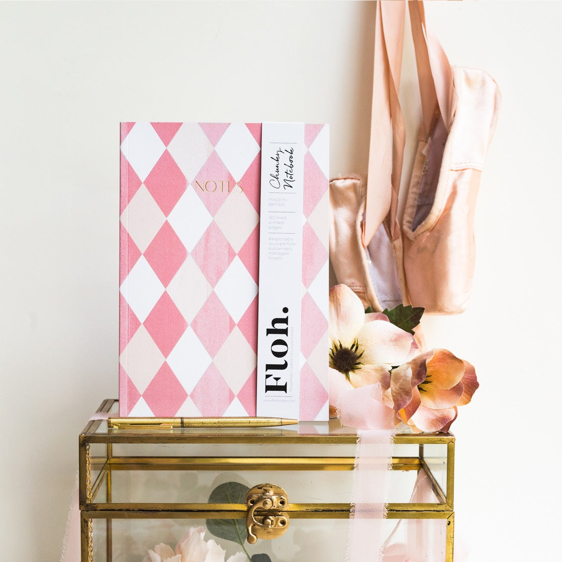 NEW! Ballet Pink & Rose (Harlequin) A5 Chunky Notebook