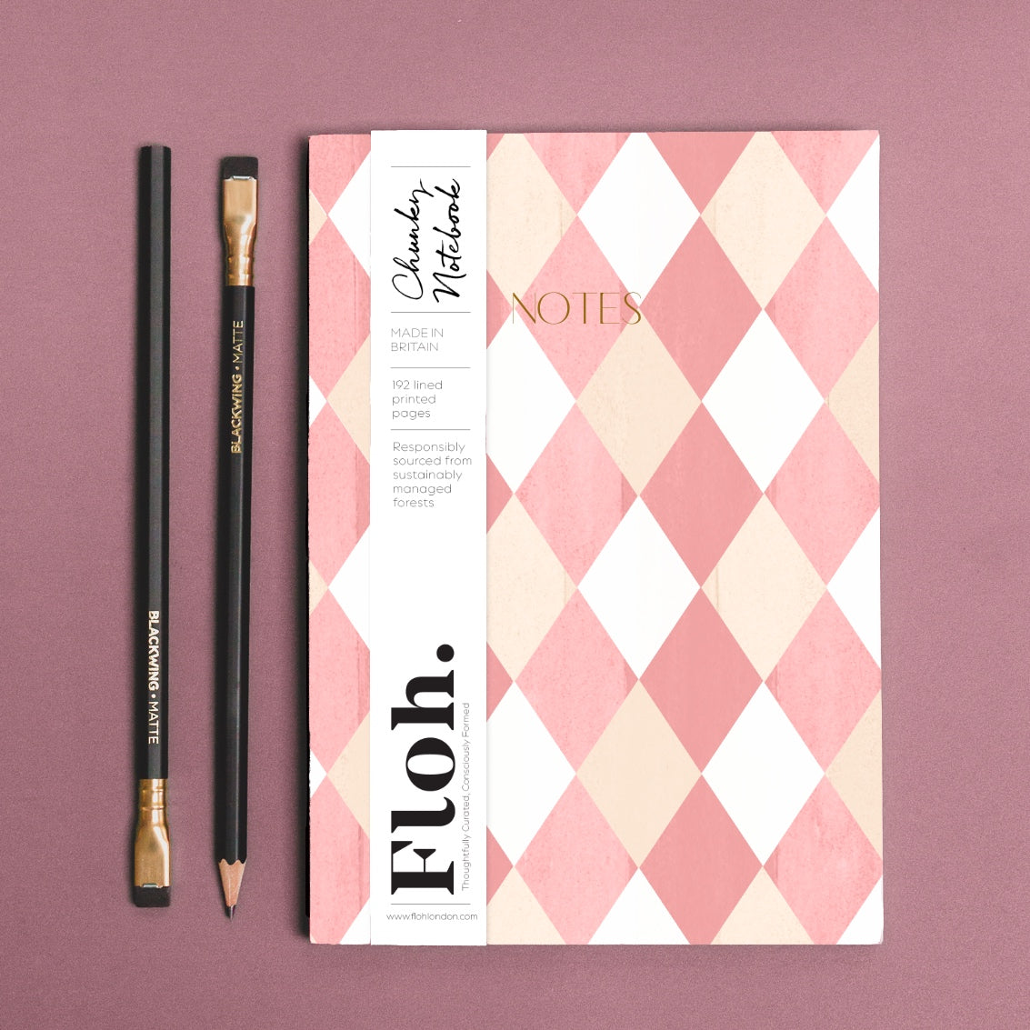 NEW! Ballet Pink & Rose (Harlequin) A5 Chunky Notebook (available for dispatch from July 2026)