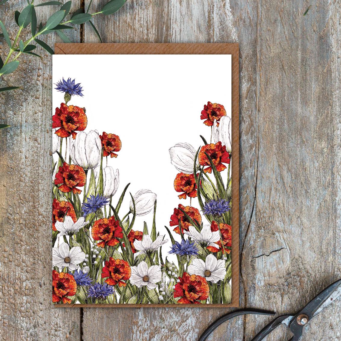Poppies & Cornflowers Card (Cello-Free)