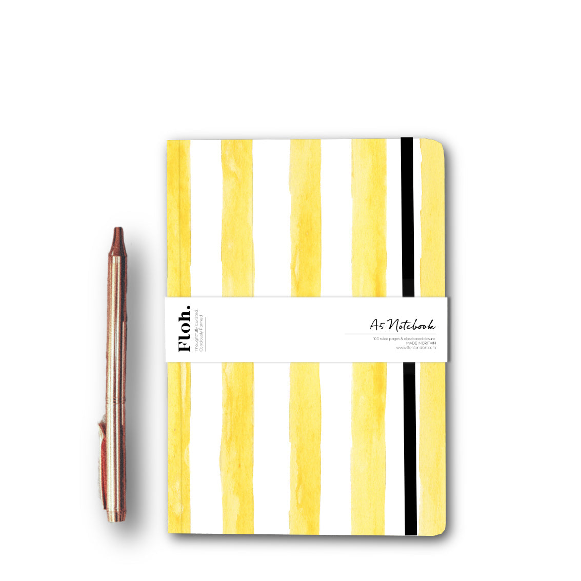 NEW! Lemon (Stripes) A5 Lined Notebook