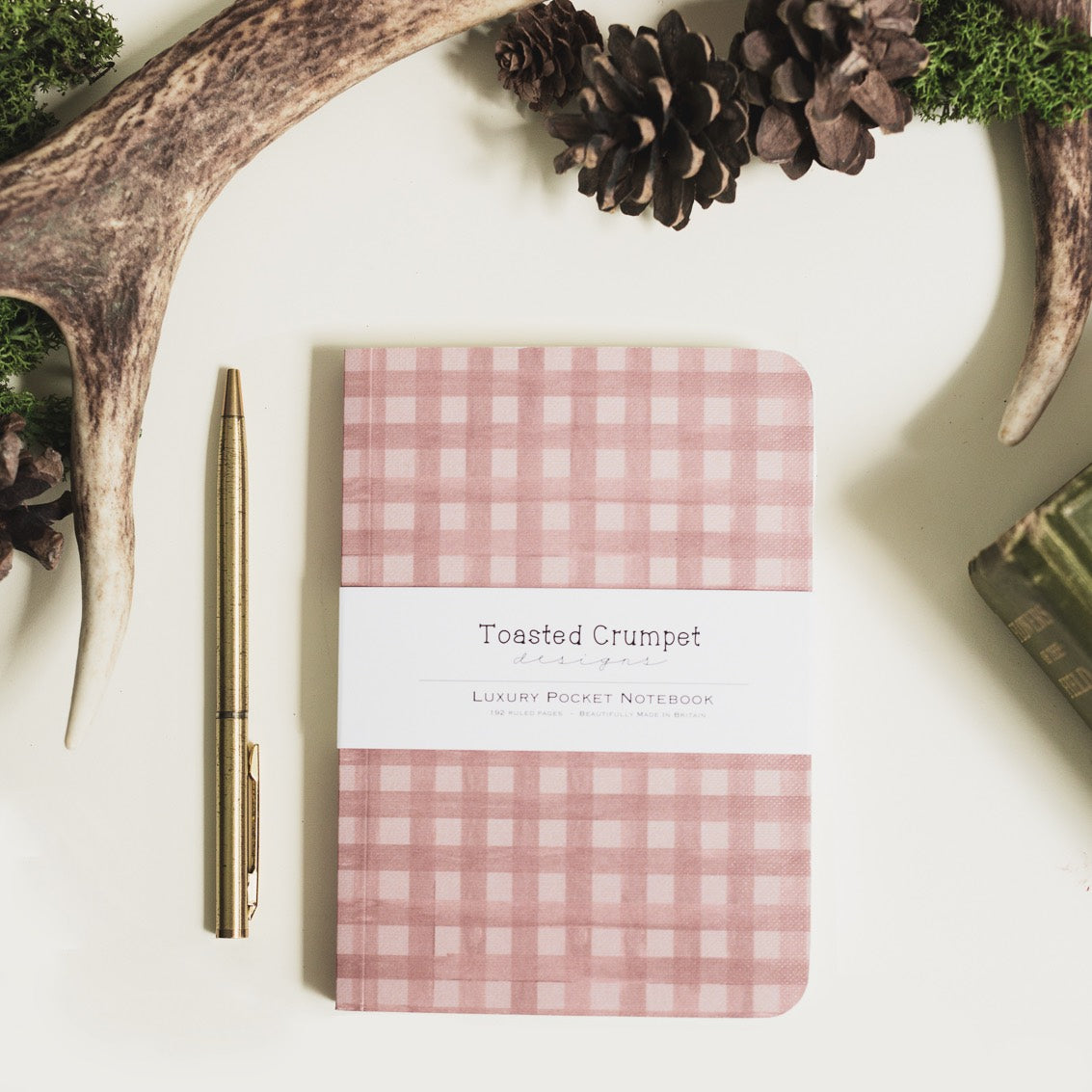 NEW! Heather Blush (Check) A6 Lined Pocket Notebook