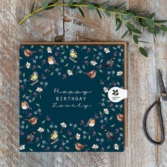 Happy Birthday Lovely (Garden Birds Noir) Card (Cello-Free)