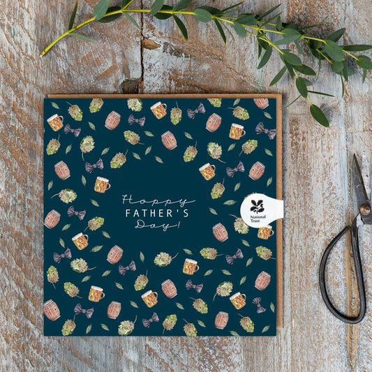 Hoppy Father's Day (Hops & Beer Kegs Noir) Card (Cello-Free)