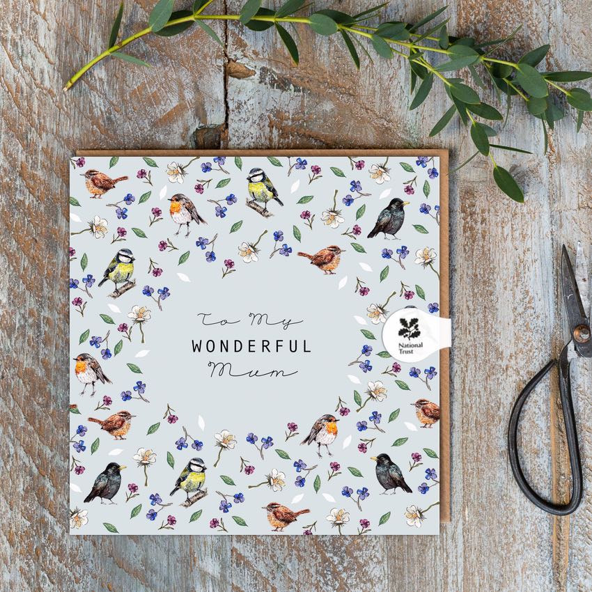Wonderful Mum (Garden Birds) Card (Cello-Free)