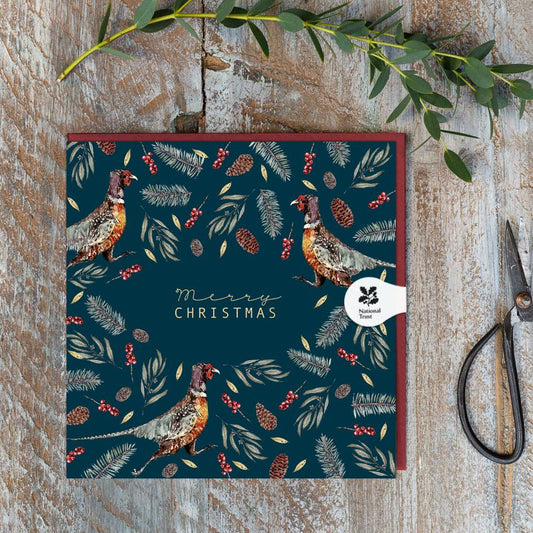 Merry Christmas (Pheasant Noir) Card (Cello-Free)