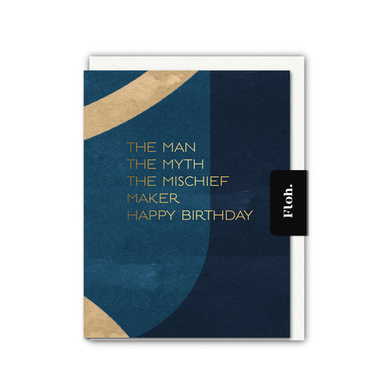 NEW! The Man, the Myth, The Mischief (Colourblock) Card (Cello-Free) (available for dispatch from Jan 2026)
