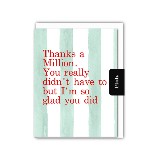 NEW! Thanks a Million (Mint Stripes) Card (Cello-Free) (available for dispatch from Jan 2026)