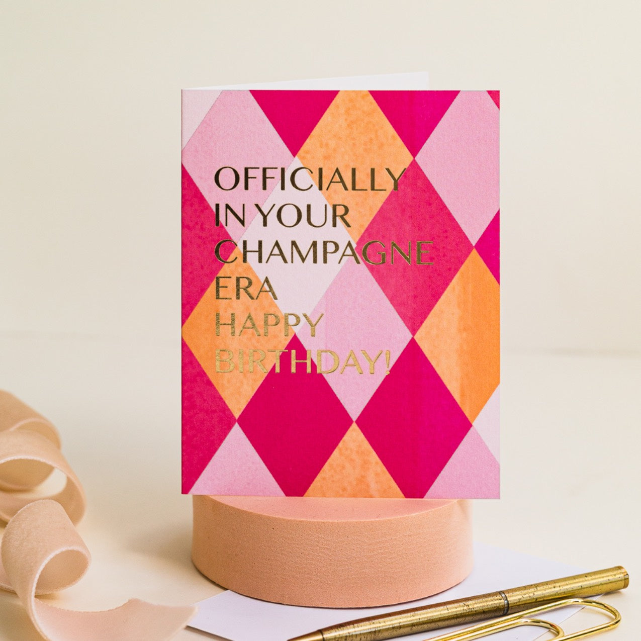 NEW! Champagne Era (Harlequin) Card (Cello-Free)
