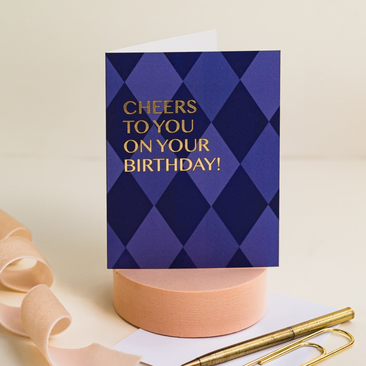 NEW! Cheers to you (Harlequin) Card (Cello-Free)