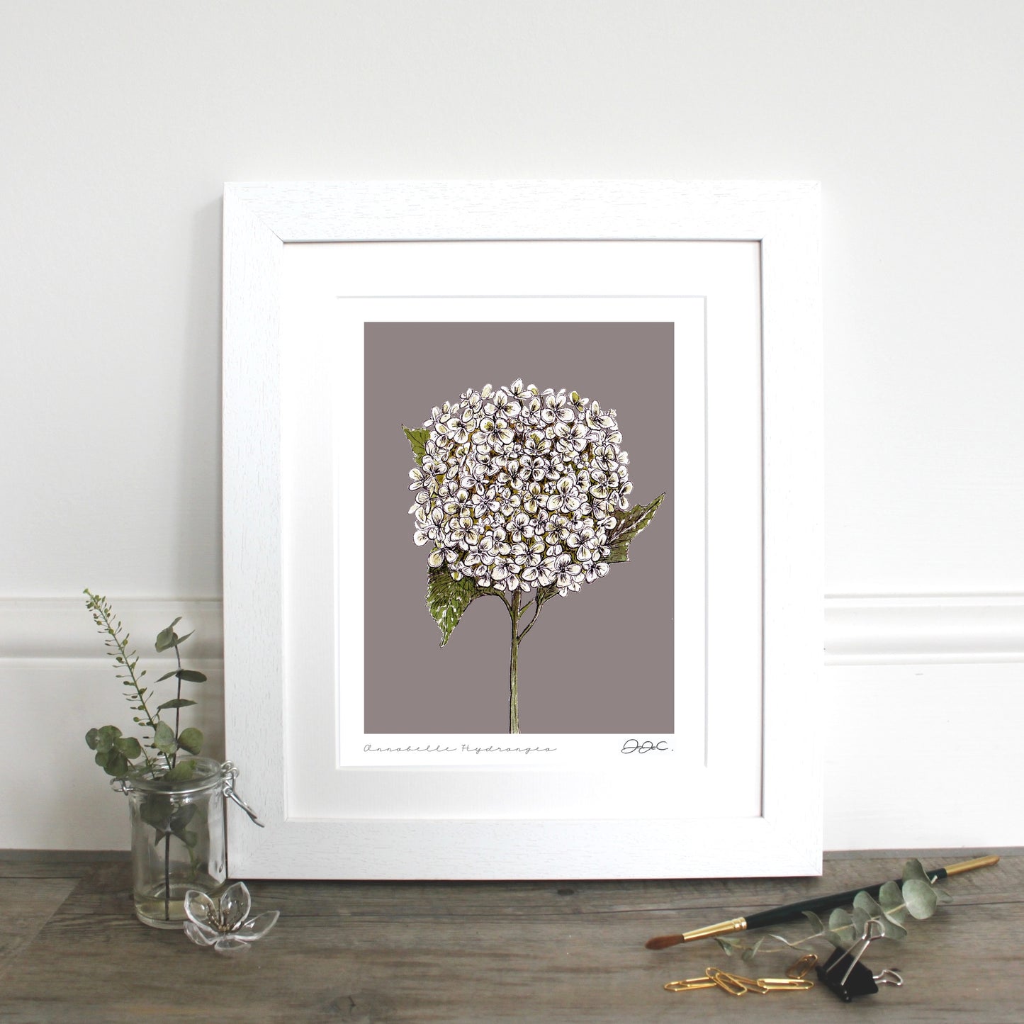 Annabelle Hydrangea 10x12" Mounted Fine Art Print