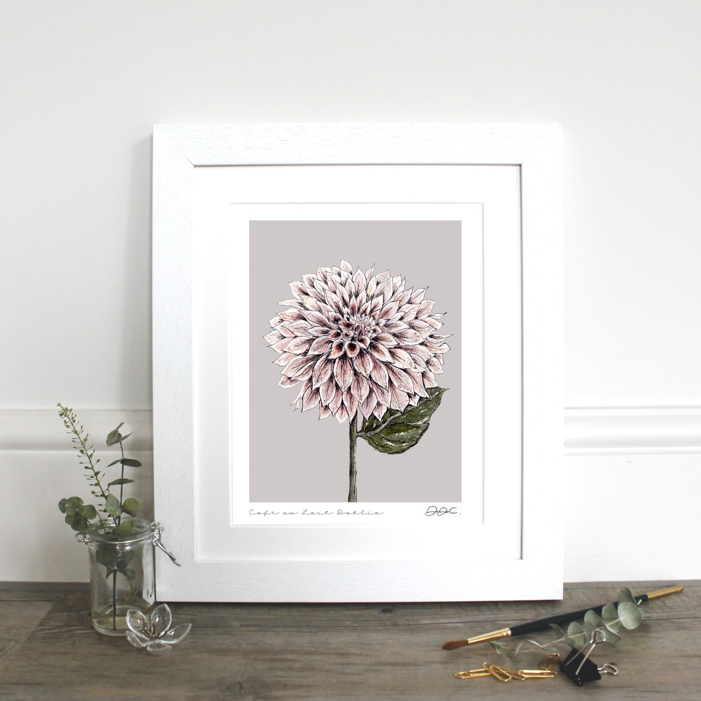 Cafe au Lait Dahlia 10x12" Mounted Fine Art Print
