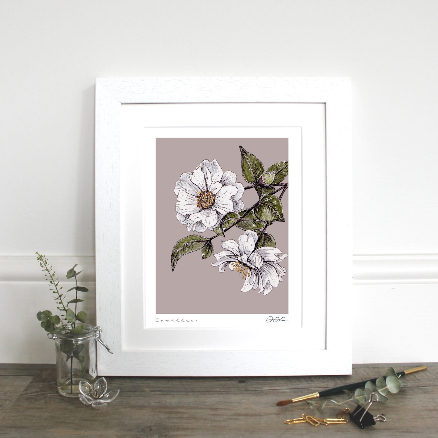 Camellia 10x12" Mounted Fine Art Print