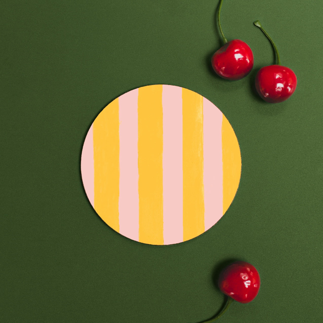 NEW! Mango & Peach (Stripes) Round Coaster