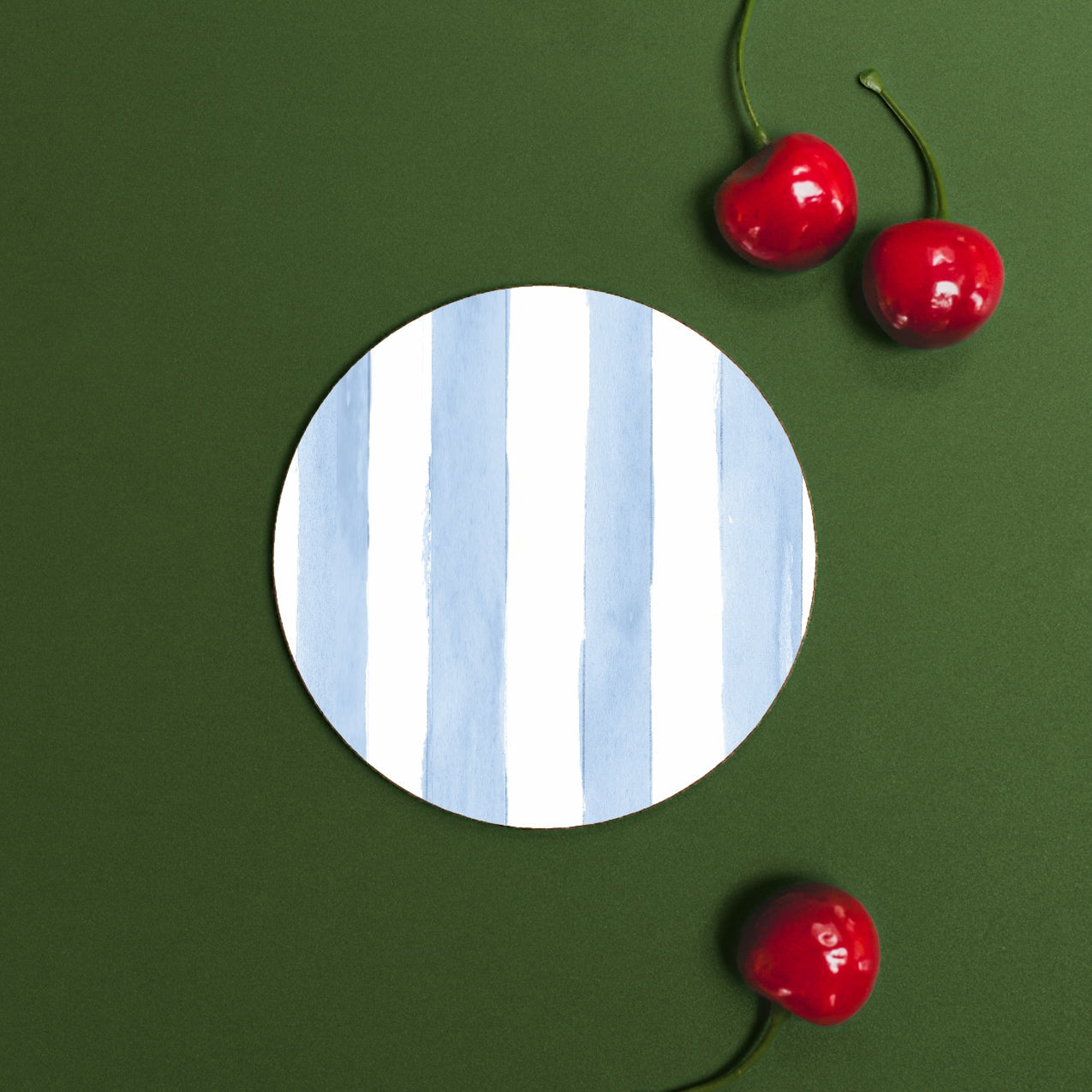 NEW! Sky Blue (Stripes) Round Coaster