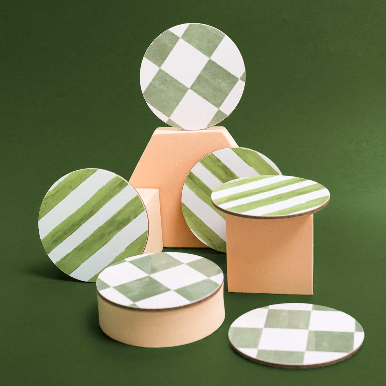 NEW! Matcha (Checkerboard) Round Coaster