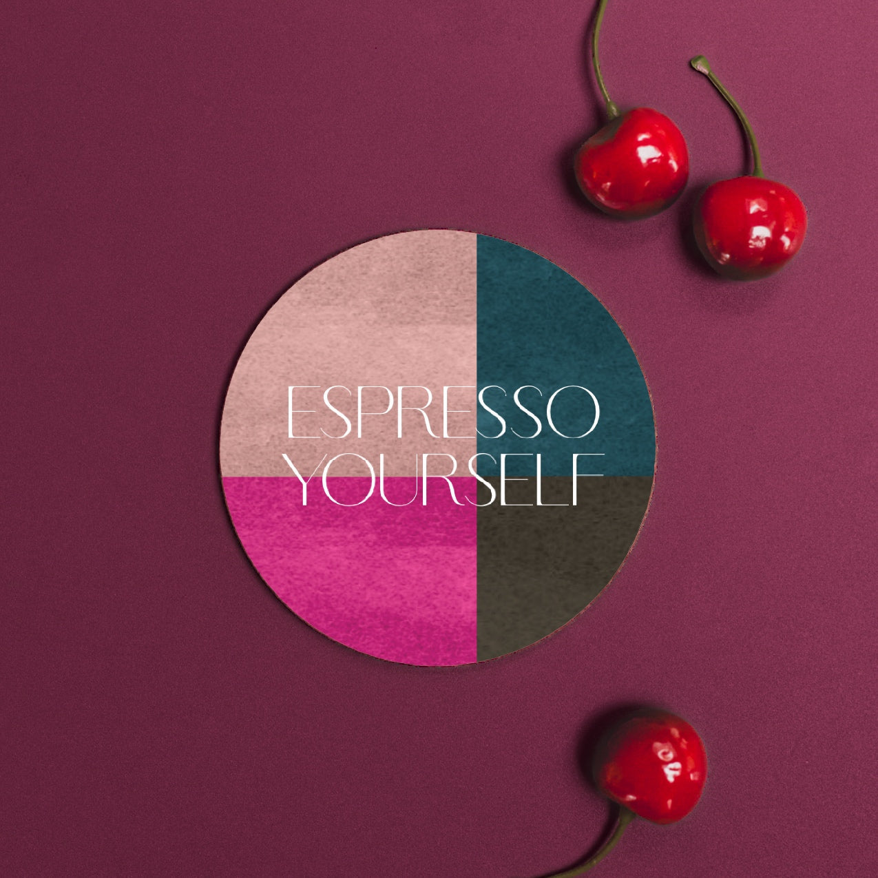 NEW! Espresso Yourself (Colour Block) Round Coaster