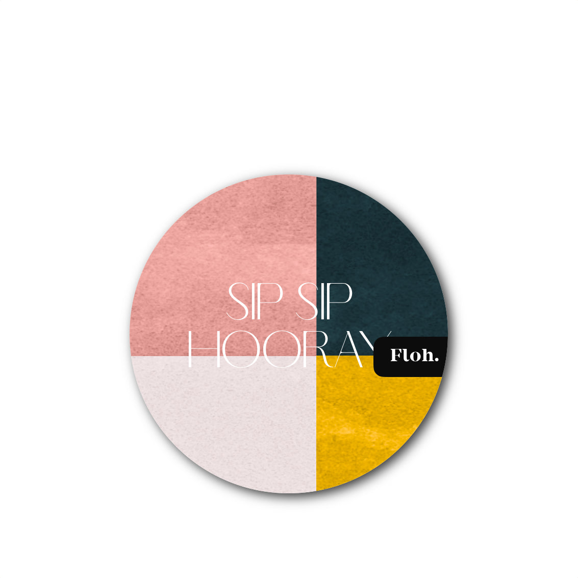 NEW! Sip Sip Hooray (Colour Block) Round Coaster (available for dispatch from Jan 2026)