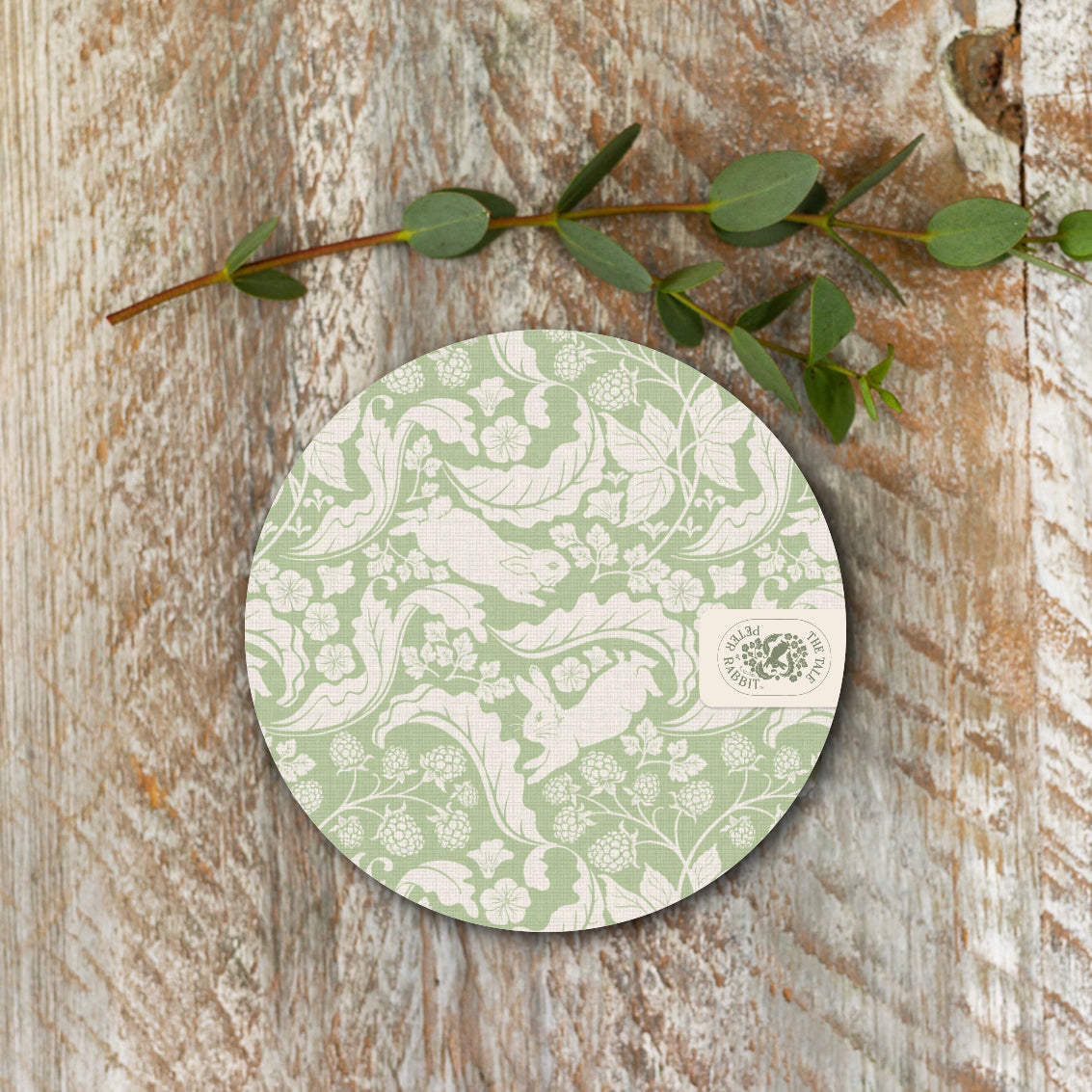NEW! Peter Rabbit "The Vegetable Thief" (Sage Green) Round Coaster (available for dispatch from Feb 2026)