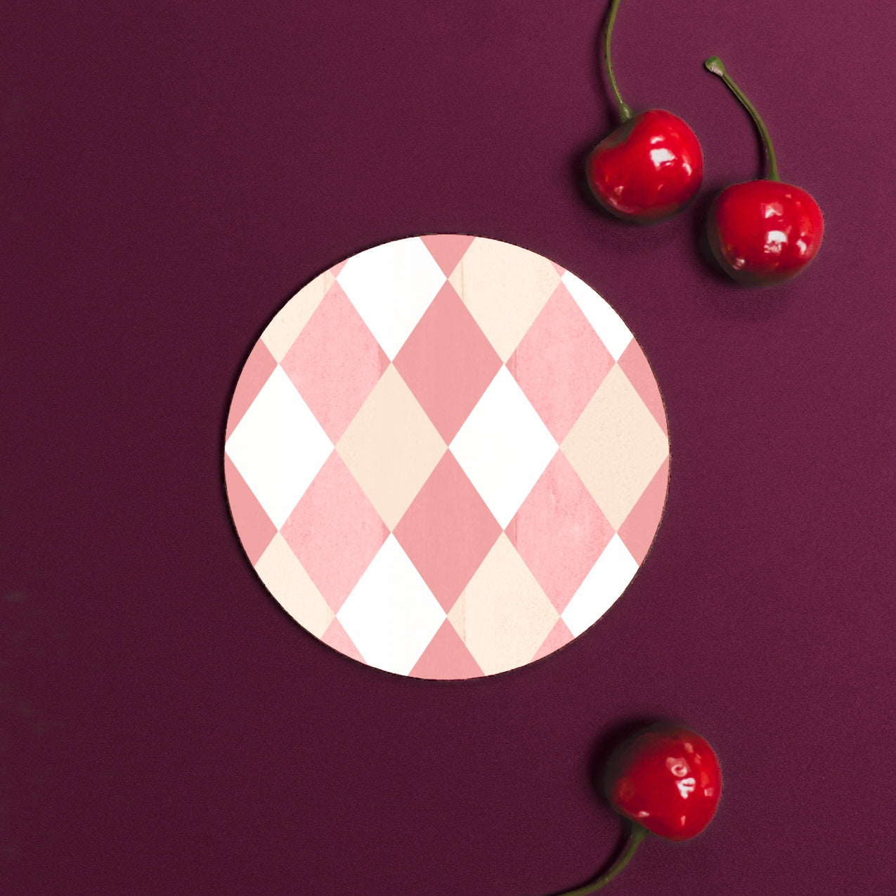NEW! Ballet Pink & Rose (Harlequin) Round Coaster (available for dispatch from July 2026)