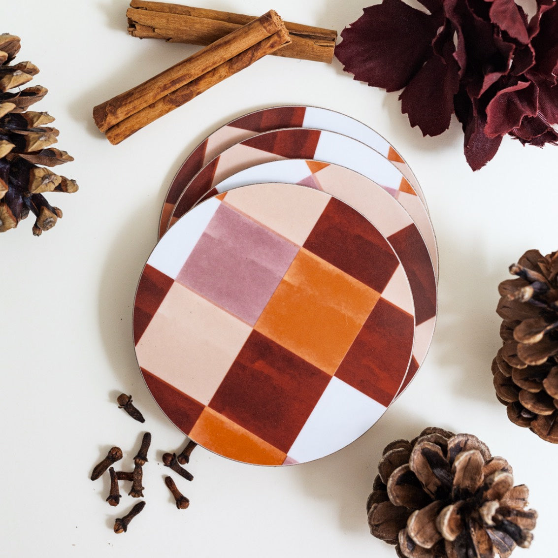 NEW! Gingerbread (Checkerboard) Round Coaster (available for dispatch from August 2026)