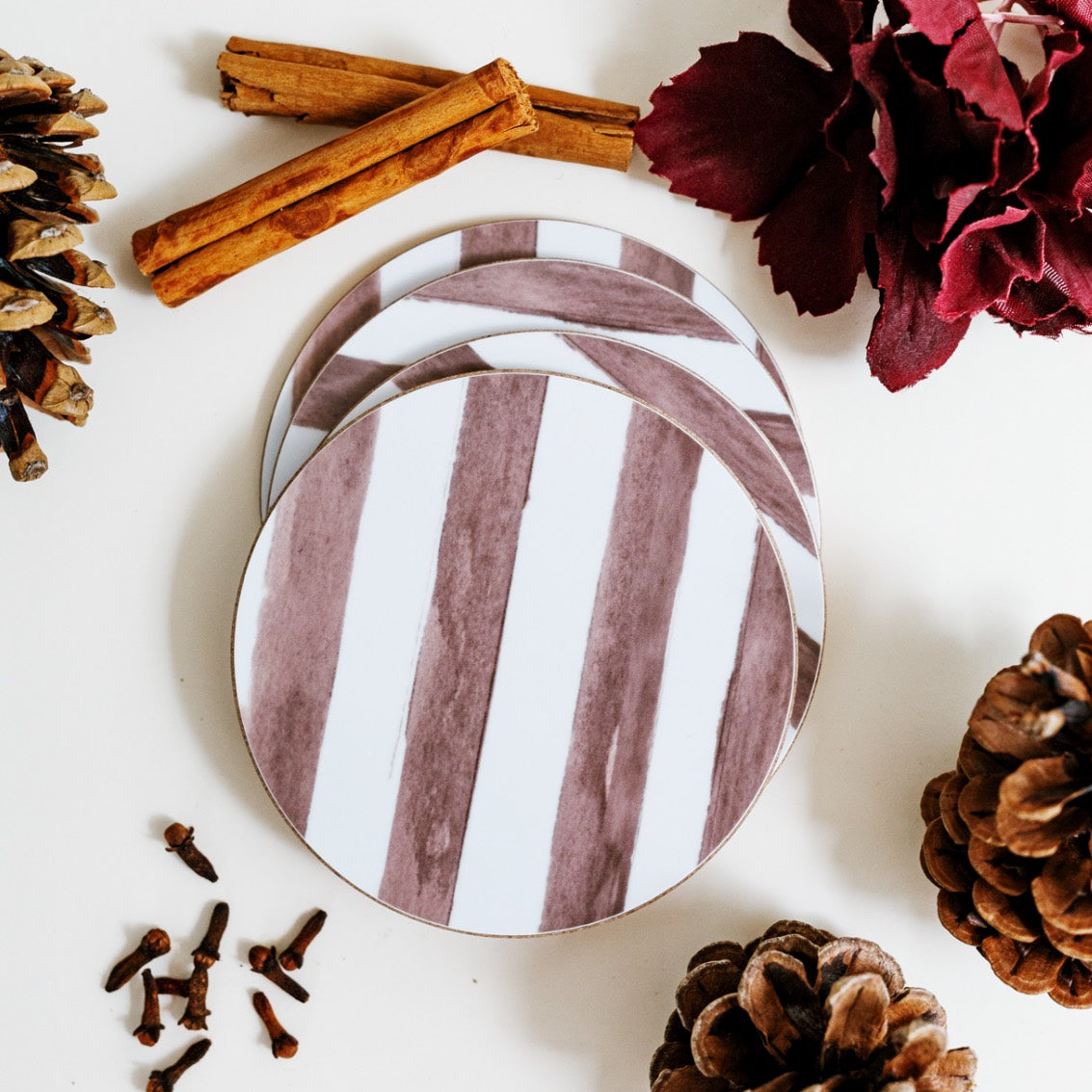 NEW! Mocha (Stripes) Round Coaster (available for dispatch from August 2026)