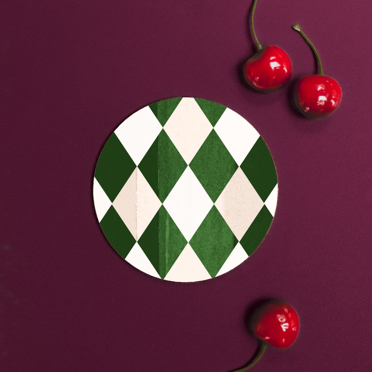 NEW! Emerald Green (Harlequin) Round Coaster (available for dispatch from July 2026)