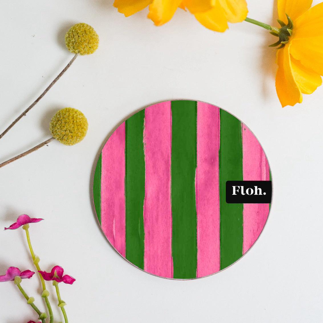 NEW! Watermelon & Kiwi (Stripes) Round Coaster