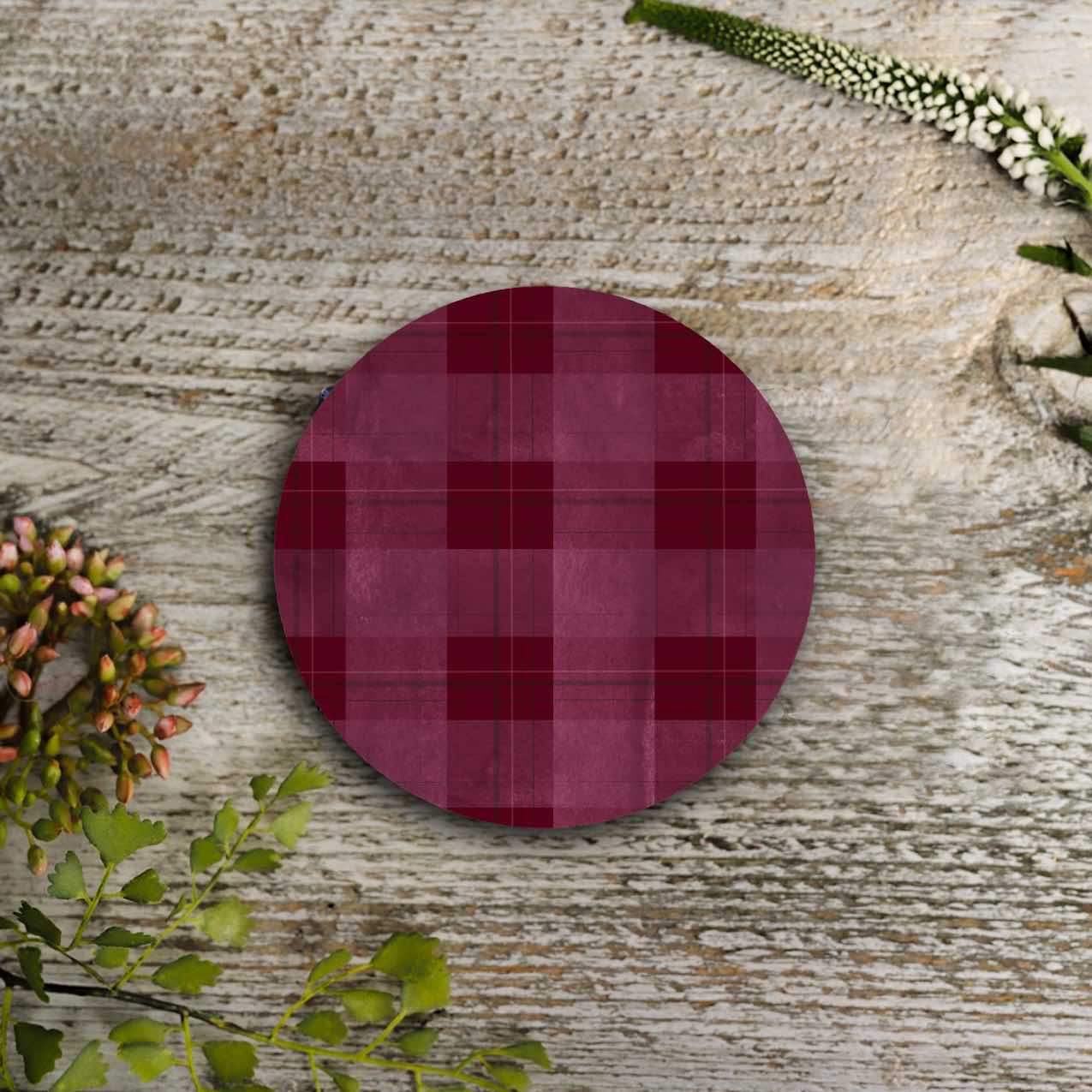 NEW! Burgundy (Tartan) Round Coaster (available for dispatch from July 2026)