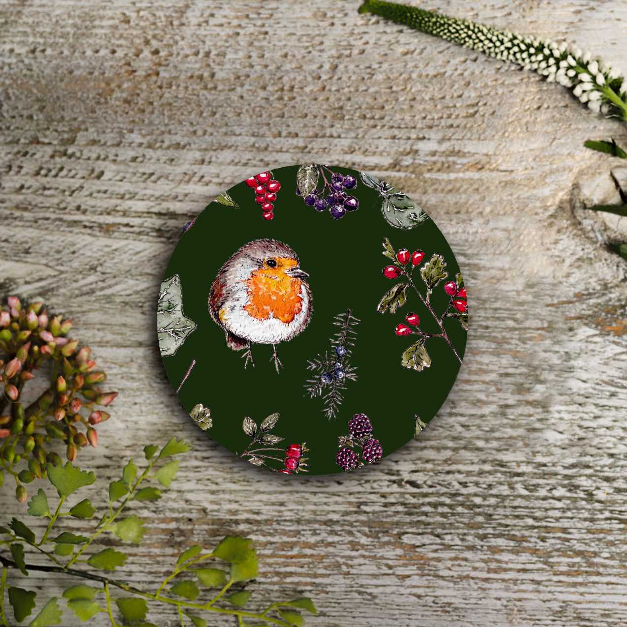 NEW! Hedgerow (Green) Round Coaster (available for dispatch from August 2026)