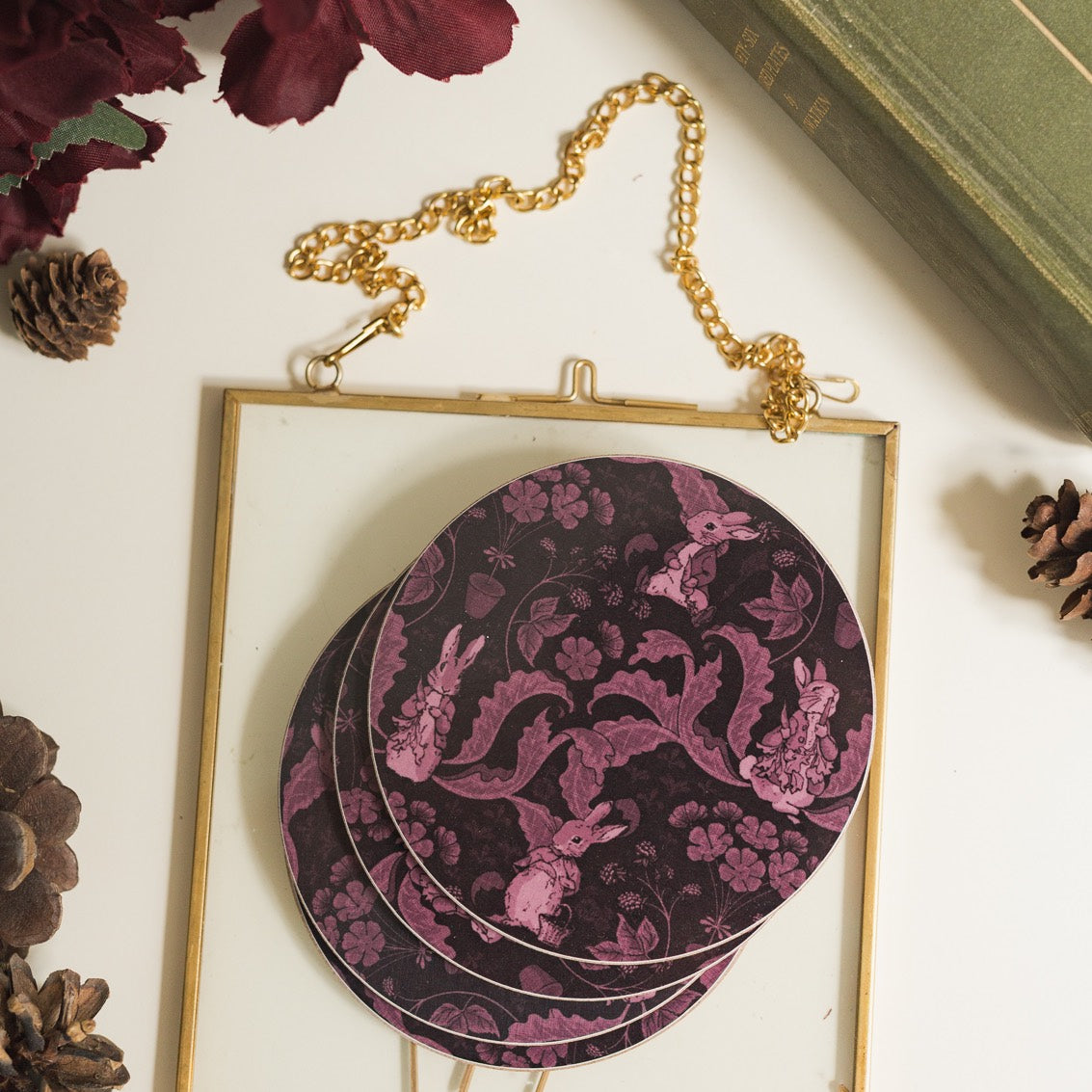 NEW! The Vegetable Thief (Plum) Round Coaster (available for dispatch from August 2026)