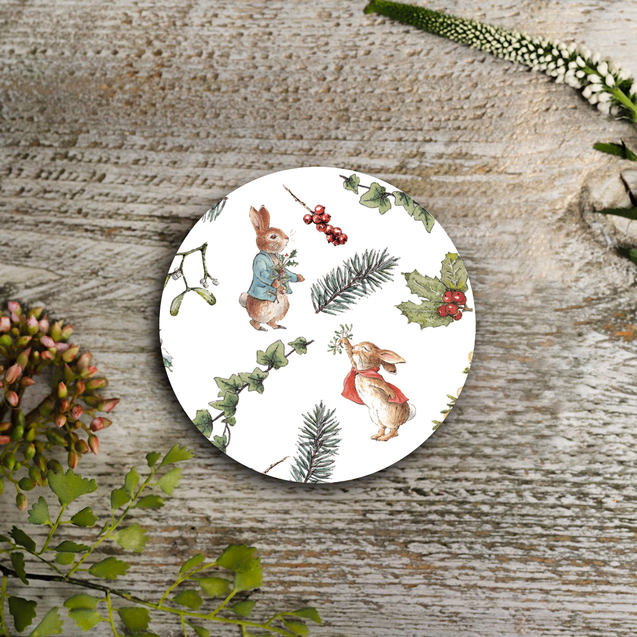 NEW! Peter Rabbit "A Christmas Wish" (Pure) Round Coaster (available for dispatch from August 2026)