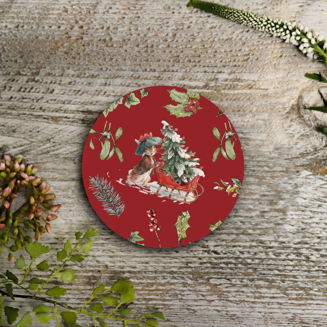NEW! Peter Rabbit "A Christmas Wish" (Red) Round Coaster (available for dispatch from August 2026)