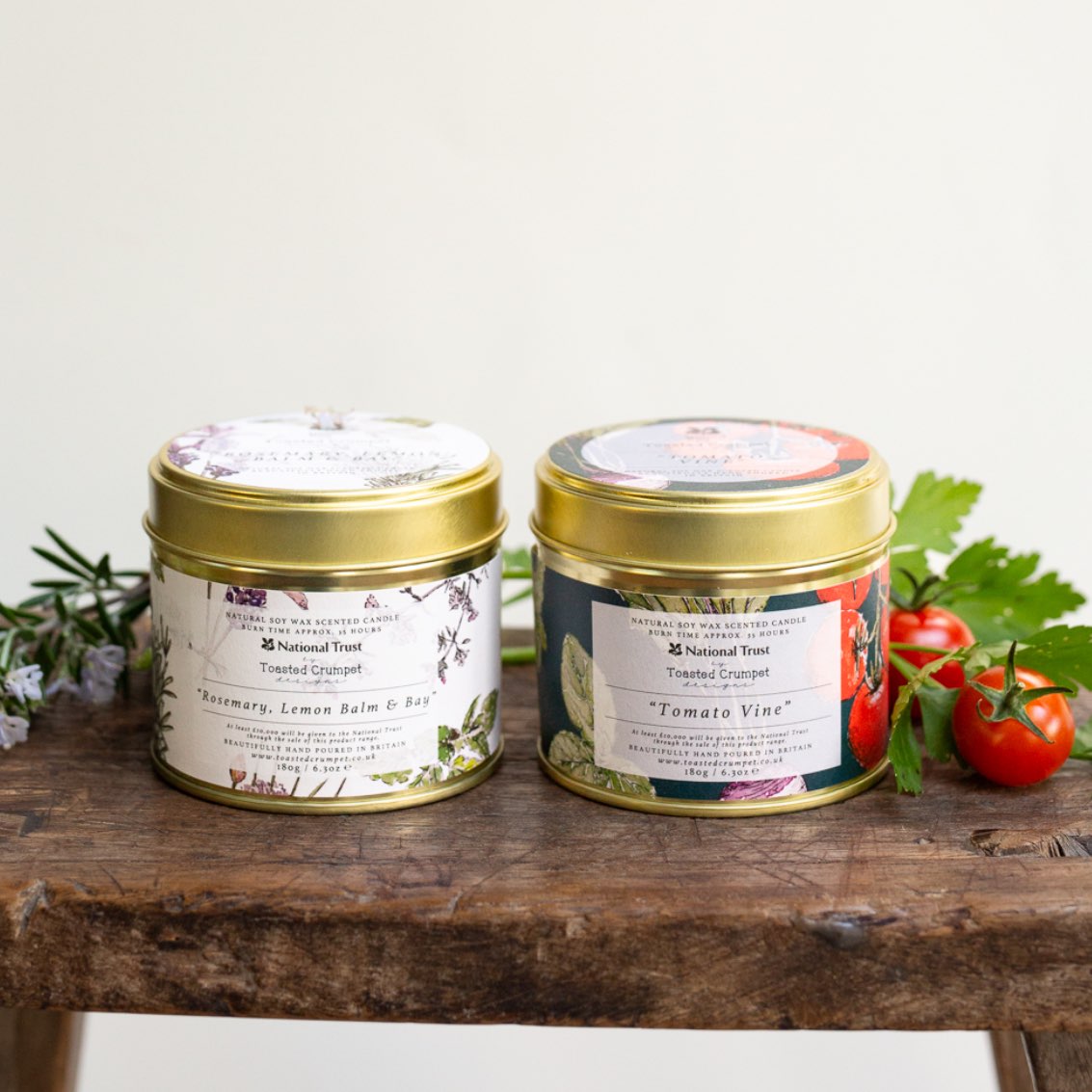 Rosemary, Lemon Balm & Bay Candle in a Matt Gold Tin