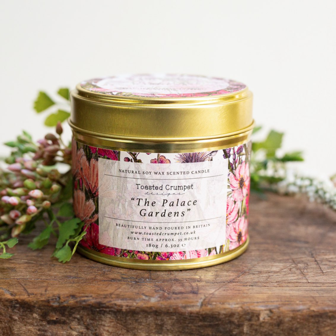 The Palace Gardens Candle in a Matt Gold Tin