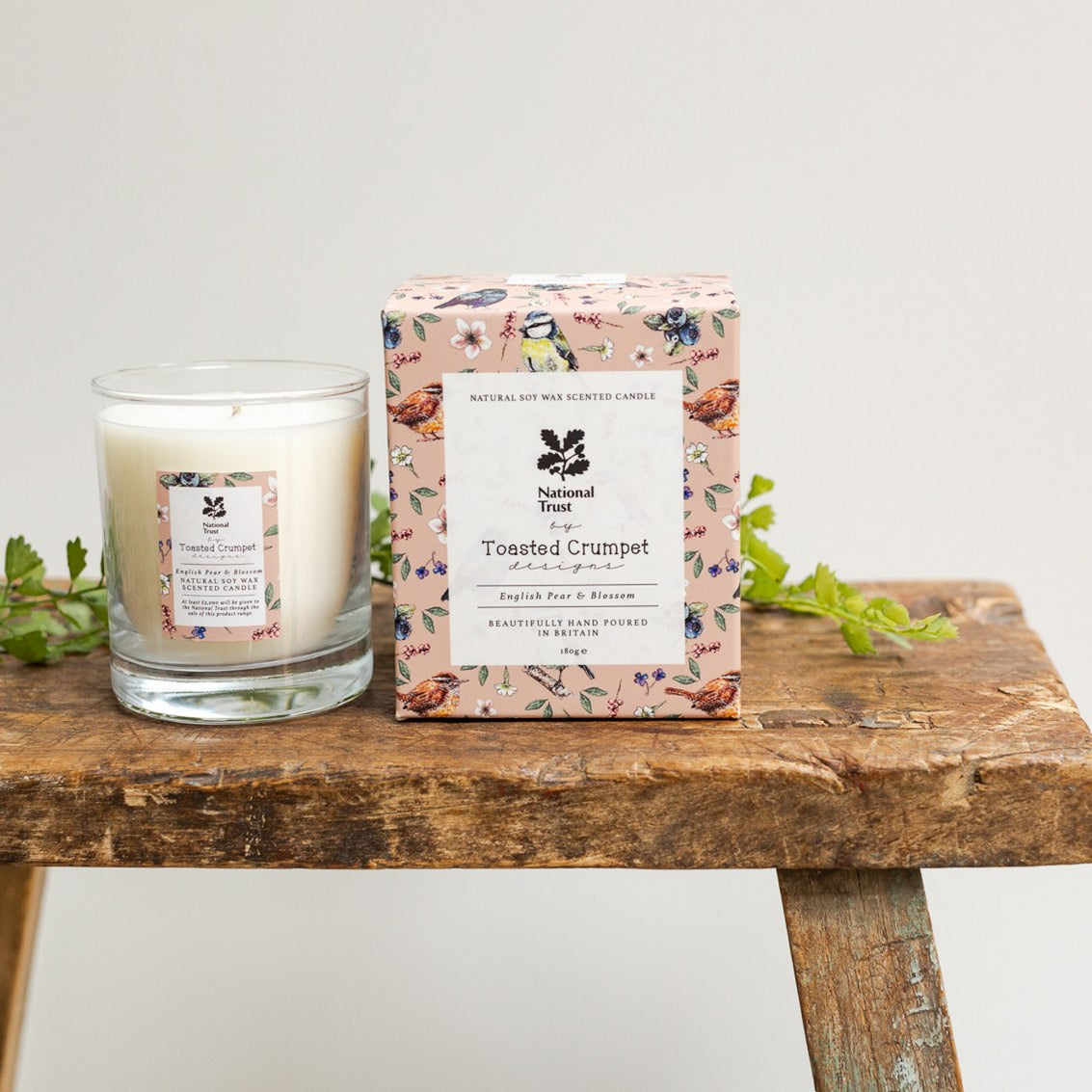 English Pear & Blossom (Garden Birds) Glass Candle