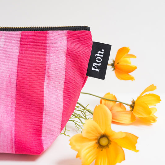 NEW! Raspberry & Cherry (Stripes) Wash Bag