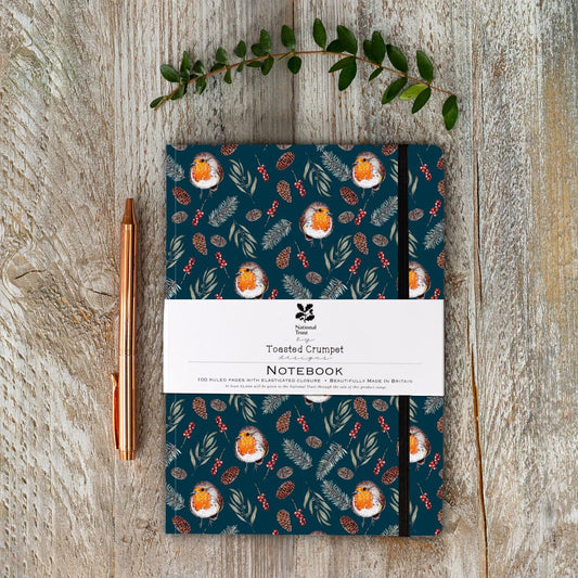 Winter Robin A5 Lined Notebook