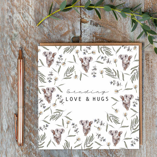Sending Love & Hugs (Koala Pure) Card (Cello-Free)