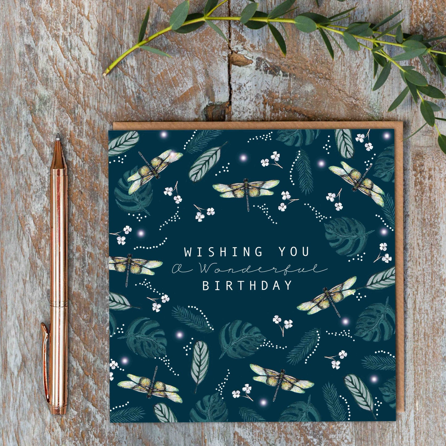 Wishing You a Wonderful Birthday (Dragonflies Noir) Card (Cello-Free)