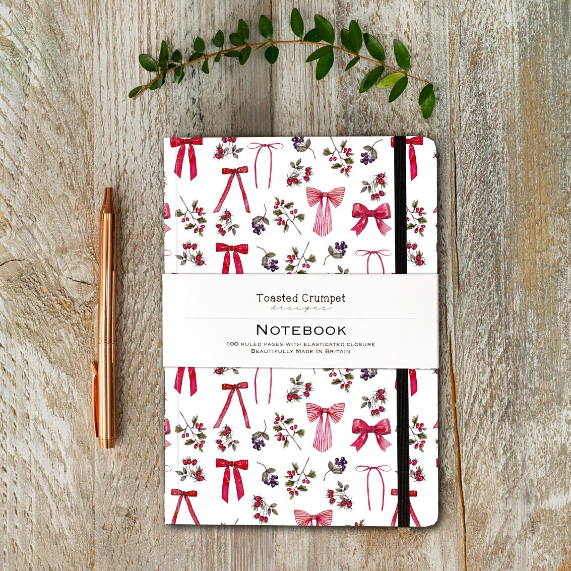 Bow & Berries (Pure) A5 Lined Notebook (available for dispatch from August 2025)