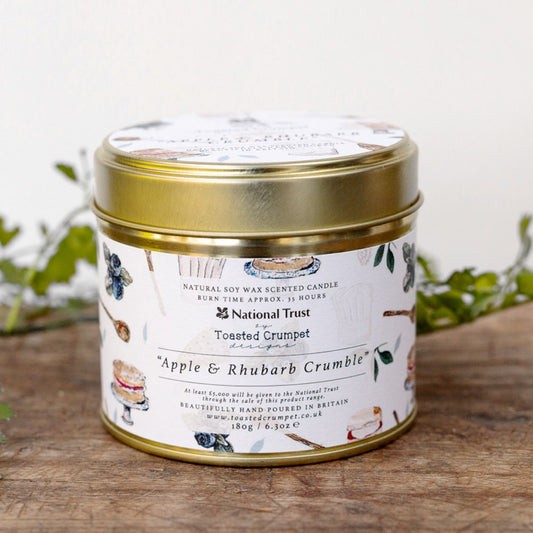 Apple & Rhubarb Crumble Candle in a Matt Gold Tin