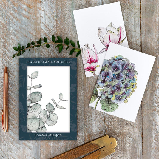 "Botanicals" Boxed Set of 8 Mixed Notecards