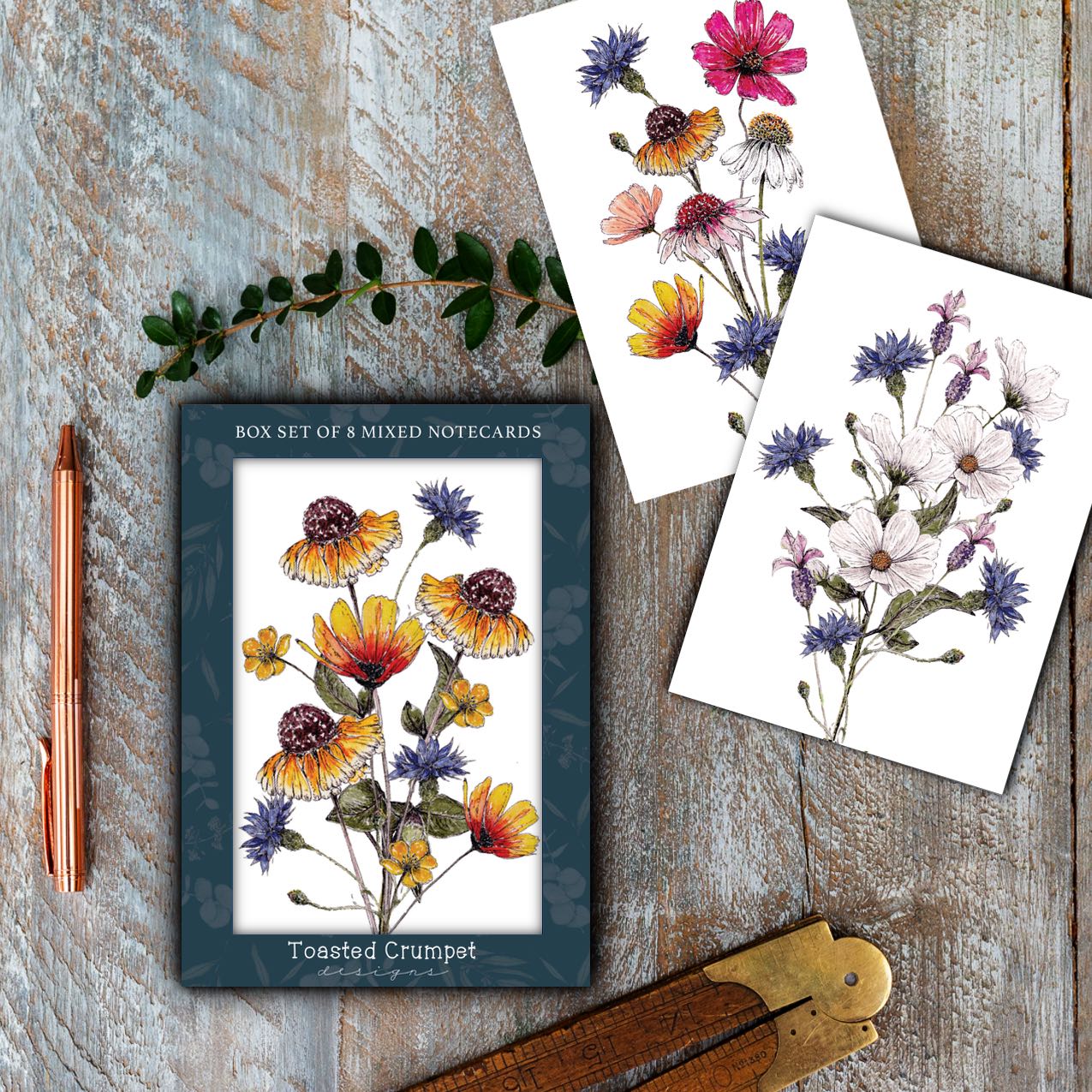 "The Regency Garden Collection Pretty Posies" Boxed Set of 8 Mixed Notecards