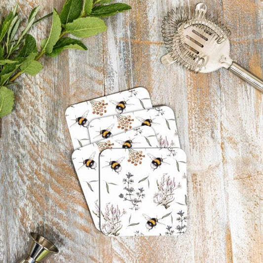 Bees & Honeysuckle Set of 4 Coasters