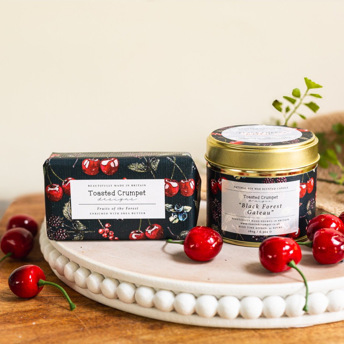 Black Forest Gateau Candle in a Matt Gold Tin
