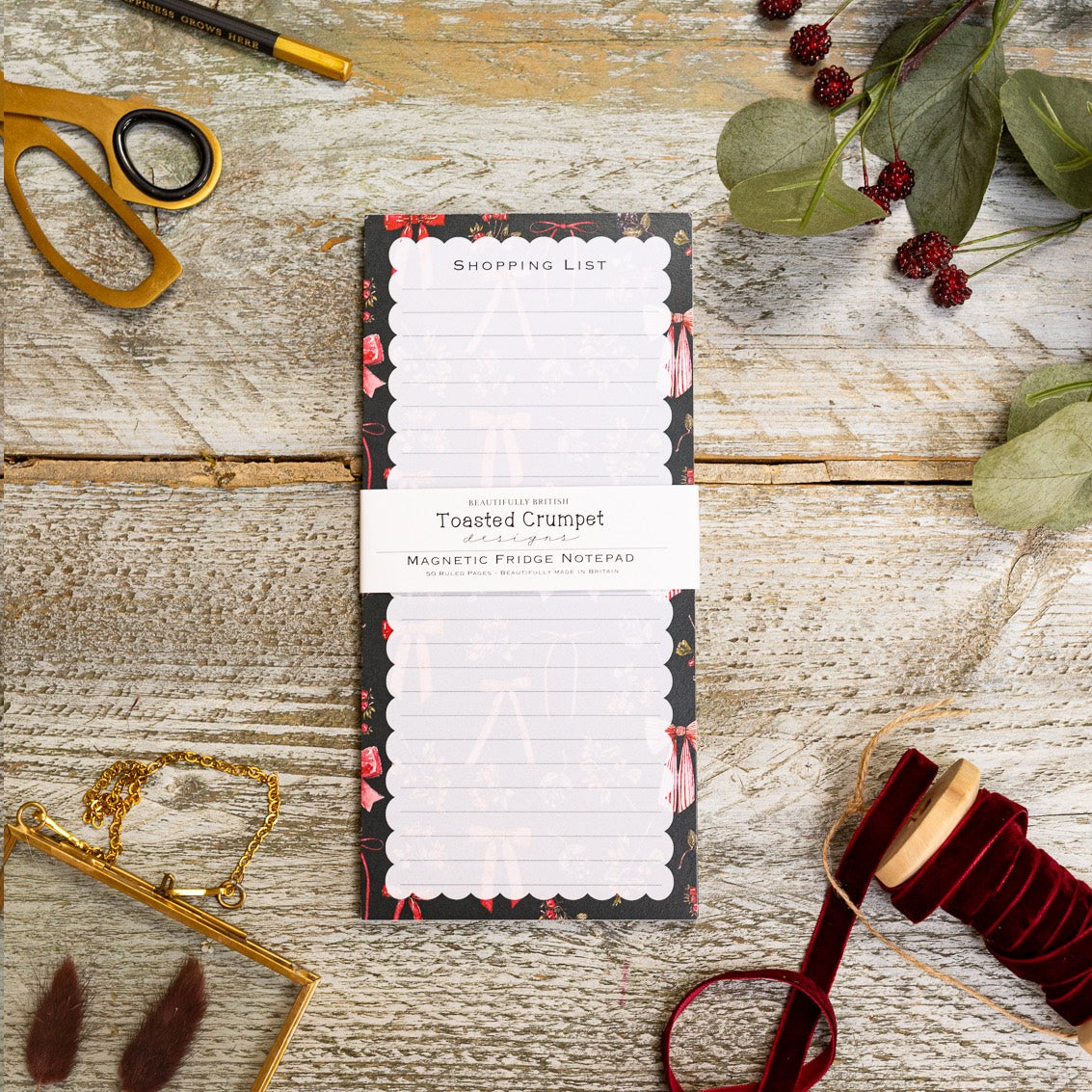 Bows & Berries Magnetic Shopping List (available for dispatch from August 2025)