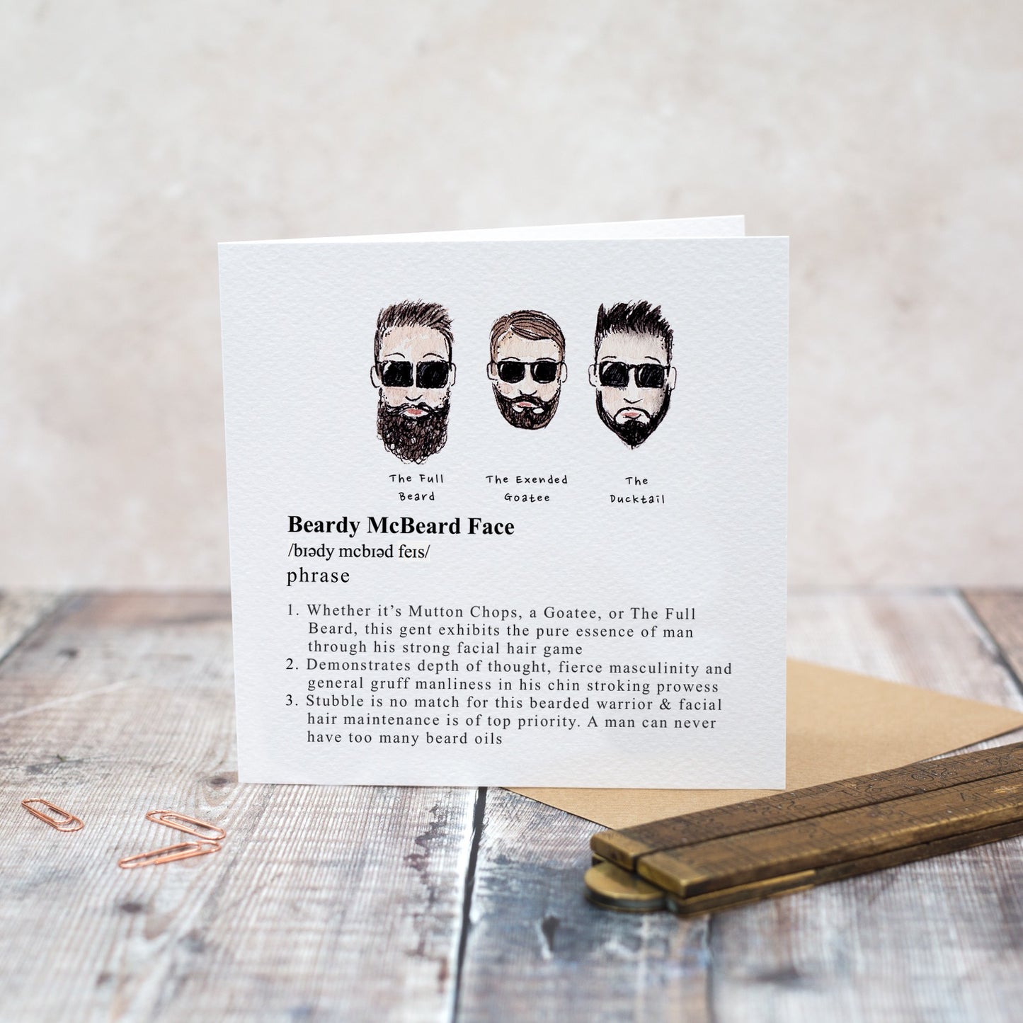 Beardy McBeard Face Card (Cello-Free)