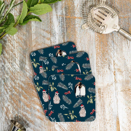 Christmas Penguins Set of 4 Coasters